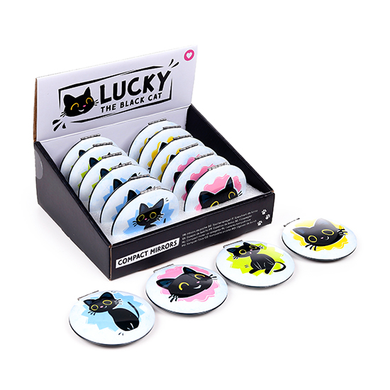Lucky the black cat compact mirror