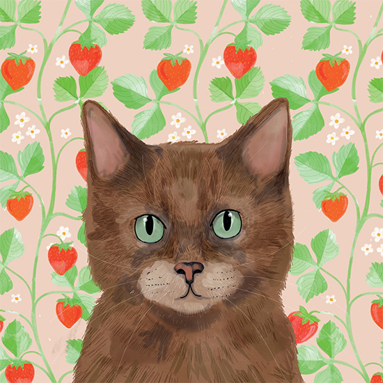 Strawberry cat card