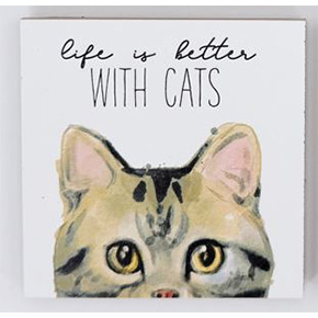 MDF peeping cat coaster - tabby