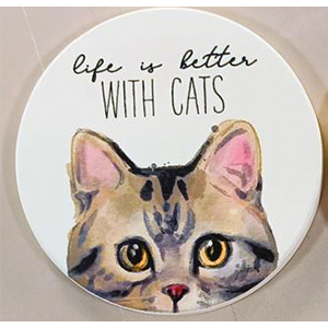 Ceramic peeping cat coaster - tabby