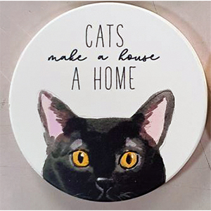 Ceramic peeping cat coaster - black
