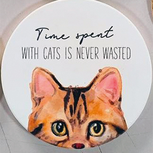 Ceramic peeping cat coaster - ginger