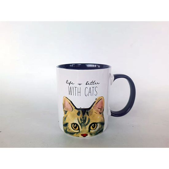 Peeping tabby cat mug