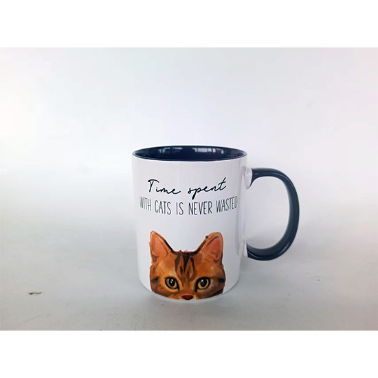 Peeping ginger cat mug