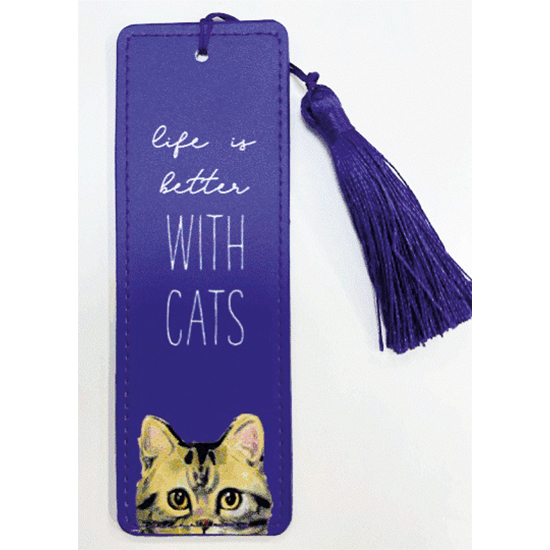 PU leather bookmark with tassel - tabby