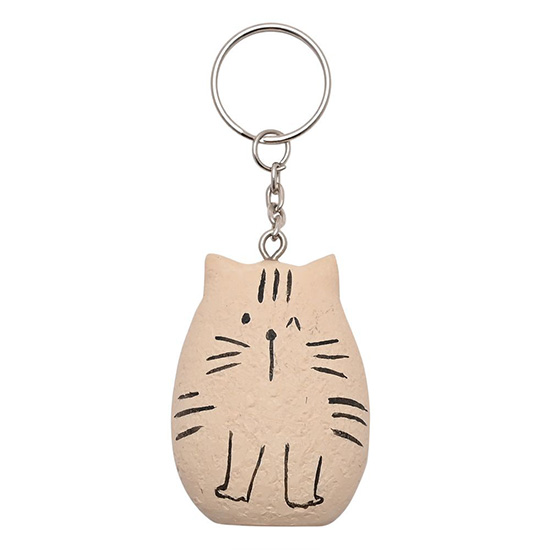 Pebble cat keyring with logo